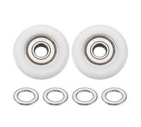 PATIKIL 8x35x9mm Ball Bearing Guide Pulley Roller Kit, 2Pcs Nylon Round Wheel Double Metal Sealed Roller Idler Bearing Pulley with 4Pcs Gaskets for Door Furniture Gym Accessories, White