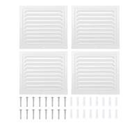 PATIKIL 8x8" Attic Vent Soffit Vent, 4 Pcs Aluminum Alloy Rectangular Floor HVAC Air Vent Covers Metal Return Grille Louver with Screen Mesh and Screw for Wall Ceiling Attic Doors Home