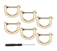 PATIKIL 9/16" D-Rings Screw in Shackle, 6 Pcs Horseshoe U Shape D Ring Zinc Alloy Semicircle Buckles Replacement for Purse Keychain Collar Accessories Craft, Light Gold