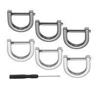 PATIKIL 9/16" D-Rings Screw in Shackle, 8 Pcs Horseshoe U Shape D Ring Zinc Alloy Semicircle Buckles Replacement for Purse Keychain Collar Accessories Craft, Silver/Black
