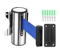 PATIKIL 9.8 Foot Fixed Wall Mount Retractable Belt Barrier Set Metal Safety Belt Barrier Rope with Braking System Locking Button for Crowd Control, Dark Blue