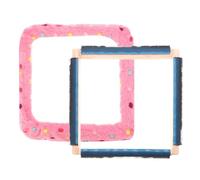 PATIKIL 9.8 x 9.8 Punch Needle Frame, Beech Wood Square Rug Hooking Embroidery Frame with Frame Flannel Cover for Cross Stitch DIY Art Crafts, Pink