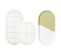 PATIKIL 9 Inch/ 5.6 Inch Oval Tray Resin Mould with Edge, 2 Pcs Plate Silicone Moulds for Epoxy Resin Jewelry Storage Containers Blank Casting Mould for DIY Craft Home Decorations
