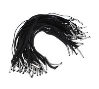 PATIKIL 9 Inch Elastic Barbed Cord, 50 Pcs 6mm Loop Stretch Flat String with Metal Barb Fasteners for Hats Masks Menus Crafting Book, Black (22.5cm)