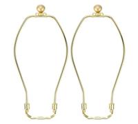 PATIKIL 9 Inch Lamp Harp Kit with 17.5mm Solid Brass Ball Finial, 2 Set Heavy Duty Bracket with Standard Saddle & Finial Detachable Shade Holder for Table Floor Lamps, Gold