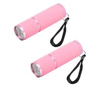 PATIKIL 9 LED Glow in Dark Flashlights, 2 Pcs Mini Aluminum Flashlight Rubber Coated Flashlight with Strap for Camping, Hiking, Party, Pink