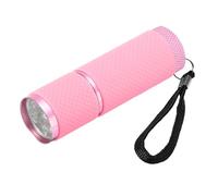 PATIKIL 9 LED Glow in Dark Flashlights, Mini Aluminum Flashlight Rubber Coated Flashlight with Strap for Camping, Hiking, Party, Pink