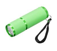 PATIKIL 9 LED Glow in Dark Flashlights, Mini Aluminum Flashlight Rubber Coated Flashlight with Strap for Camping, Hiking, Party, Green