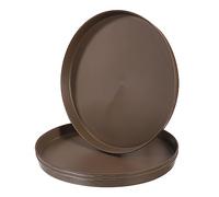 PATIKIL 9" Restaurant Serving Trays, 3 Pcs Round Non-Slip Food Service Tray Platter Plastic Fast Food Serving Tray for Bar Coffee Home Cafeteria Hotel, Brown