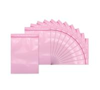 PATIKIL 9 x 13cm Anti-Static Seal Top Plastic Bag, 100 Pack Zipper Reclosable Flat Poly Bags for Bakery Treats Clothing Electronic Components Accessories, Pink