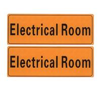 PATIKIL 9"x3" Electrical Room Sign, 2Pcs Room Door Sign Self-Adhesive Door Sticker Acrylic Wall Signage Easy Installation for Indoor Outdoor Home Business, Orange with Black Text
