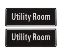PATIKIL 9"x3" Utility Room Sign, 2Pcs Room Door Sign Self-Adhesive Door Sticker Acrylic Wall Signage Easy Installation for Indoor Outdoor Home Business, Black with White Text