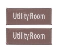 PATIKIL 9"x3" Utility Room Sign, 2Pcs Room Door Sign Self-Adhesive Door Sticker Acrylic Wall Signage Easy Installation for Indoor Outdoor Home Business, Light Brown with White Text