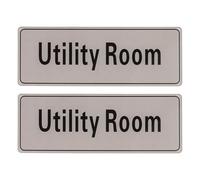 PATIKIL 9"x3" Utility Room Sign, 2Pcs Room Door Sign Self-Adhesive Door Sticker Acrylic Wall Signage Easy Installation for Indoor Outdoor Home Business, Light Gray with Black Text