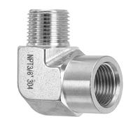 PATIKIL 90 Degree Barstock Street Elbow 3/8" NPT Male x 3/8" NPT Female,304 Stainless Steel Forged Pipe Fitting for Air Fuel Oil Water Pipe Hose, Silver