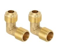 PATIKIL 90 Degree Elbow Brass Pipe Fittings, 2 Pcs 5/8" Male Flare x 1/2" NPT Male Thread Tubing Fitting Adapter Connector Tube Elbow Converter for Pipe Connection