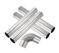 PATIKIL 90 Degree Elbow Pipe and 4Pcs Straight Stove Pipe, 2.36 Inch Stainless Steel Chimney Flue for Camping Tent Wood Stove Accessories Vent Exhaust