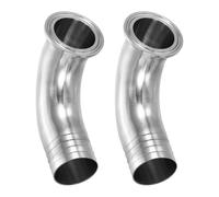 PATIKIL 90 Degree Elbow Tri Sanitary Clamps Hose Barb, 2 Pcs Sanitary Hose Barb Pipe Fitting 1-1/2" Tube 50.5mm Ferrule Tri Sanitary Clamps 304 Stainless Steel for Brewery Winery Food