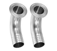 PATIKIL 90 Degree Elbow Tri Sanitary Clamps Hose Barb, 2 Pcs Sanitary Hose Barb Pipe Fitting 1-1/4" Tube 50.5mm Ferrule Tri Sanitary Clamps 304 Stainless Steel for Brewery Winery Food