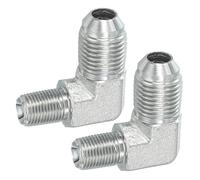 PATIKIL 90 Degree Pipe Adapter, 2 Pcs 9/16" Male 37° Flare JIC x 1/8" BSPT Male Connector Carbon Steel Elbow Fitting for Air Hydraulic Fluid Fuel Water Oil, Silver