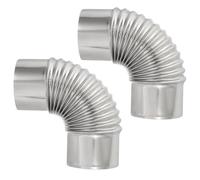 PATIKIL 90 Degree Stove Pipe, 2Pcs 3.15 Inch Elbow Stainless Steel Chimney Flue Extension for Outdoor Camping Tent Wood Stove Accessories Vent Exhaust, 6.69 Inch Length