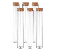 PATIKIL 90ml Test Tubes, 6pcs 6.69x1.18 Glass Clear Flat Bottom Test Tube Containers with Cork Stopper for Bead Party Candy Bath Salt Storage Scientific Experiment Plant Propagation