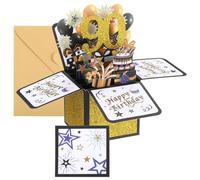 PATIKIL 90th Birthday Card, Pop-Out Birthday Card Gift Card Funny Happy Birthday Sweet 3D with Greeting Card and Envelope for Women Gift Best Friend, Black Gold Foil