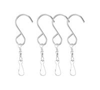 PATIKIL 94mm Swivel Hooks Clips for Wind Spinners, 4Pcs Stainless Steel 360 Degree Windsock Supplies Wind Chime Hanger for Windsock Bird Feeder Party Garden Bells, Silver