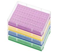 PATIKIL 96 Wells PCR Tube Rack For 0.2ml Test Strips Tubes, 4 Pcs Waterproof Filling Tray Centrifuge Tube Holder, Green, Yellow, Purple, Blue