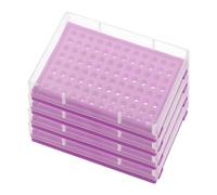 PATIKIL 96 Wells PCR Tube Rack For 0.2ml Test Strips Tubes, 4pcs Waterproof Tubes Filling Tray Centrifuge Tube Holder, Purple