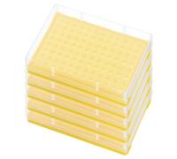PATIKIL 96 Wells PCR Tube Rack For 0.2ml Test Strips Tubes, 5pcs Waterproof Tubes Filling Tray Centrifuge Tube Holder, Yellow