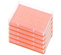 PATIKIL 96 Wells PCR Tube Rack For 0.2ml Test Strips Tubes, 5pcs Waterproof Tubes Filling Tray Centrifuge Tube Holder, Orange