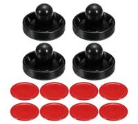 PATIKIL 96mm Air Hockey Pushers and Air Hockey Pucks, Handles Paddles Replacement Accessories for Games Tables(4 Pushers with Pads, 8 Pucks)