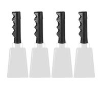 PATIKIL 9inch Cow Bells for Football Games, 4pcs Cowbells for Sporting Events Bulk Loud Noise Makers Metal Cow Bell with Handle for Cheering Competition Marathon Wedding DIY Paint, White