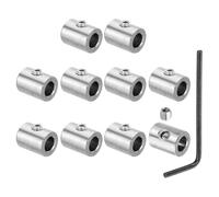 PATIKIL 9mm Hole Wire Rope Clips Set, 10 Set 304 Stainless Steel Single Holes Lock Cable Clamps Clip with M6 Hexagon Screws Spanner for Cable Fitting, Silver 14x20mm