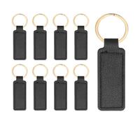 PATIKIL 9pcs Leather Keychain Blanks, 72mm Keychain Blanks PU Leather Key Chain Bulk Keyring with Rings for Name Tag Dog Cat Collar Keys, Rectangular,Black