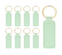 PATIKIL 9pcs Leather Keychain Blanks, 72mm Sublimation Keychain Blanks PU Leather Key Chain Bulk Keyring with Rings for Name Tag Dog Cat Collar Keys, Rectangular,Green
