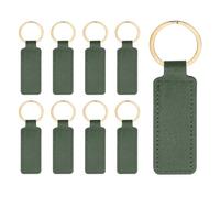 PATIKIL 9pcs Leather Keychain Blanks, 72mm Sublimation Keychain Blanks PU Leather Key Chain Bulk Keyring with Rings for Name Tag Dog Cat Collar Keys, Rectangular,Dark Green