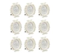 PATIKIL 9Pcs Mini Picture Frames, 2.4x1.8 Oval Resin Small Vintage Picture Frames Baroque Decor for Home Wedding Jewelry Display Hotel Decor Wall Art, White