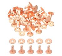 PATIKIL 9x3.3x10mm Leather Rivets and Burrs, 100 Sets Leather Rivets and Washers Copper Fastener Metal Studs Posts for Leather Craft, Belts, Wallets, Collars, DIY Crafts