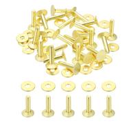 PATIKIL 9x3.3x14mm Leather Rivets and Burrs, 24 Sets Leather Rivets and Washers Brass Fastener Metal Studs Posts for Leather Craft, Belts, Wallets, Collars, DIY Crafts