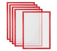 PATIKIL A3 Magnetic Sign Holder, 5Pcs A3 Self Adhesive Magnetic Display Frame Reusable Magnetic Picture Photo Frame Double Sided for Refrigerator White Board Window Wall,Red
