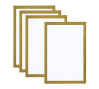 Patikil A4 Magnetic Picture Frame, 4 Pack Self Adhesive Display Frame Reusable Double Sided for Refrigerator Window Wall Photo Artwork, Golden