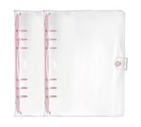 PATIKIL A5 6-Ring Binder Cover, 2Pcs Transparent PVC Notebook Binder Soft Clear Binder Protector Refillable Shell with Snap Button Closure for DIY Office Travel Planner, Pink