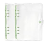 PATIKIL A5 6-Ring Binder Cover, 2Pcs Transparent PVC Notebook Binder Soft Clear Binder Protector Refillable Shell with Snap Button Closure for DIY Office Travel Planner, Green