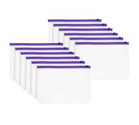 PATIKIL A5 Binder Pocket, 12 Pack 6 Holes Zipper Binder Pouch Budget Stuffing Envelopes Clear Storage Pocket Waterproof for Budget Planning Loose Leaf Bags, Purple Zip/Clear Pouch