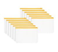 PATIKIL A5 Binder Pocket, 12 Pack 6 Holes Zipper Binder Pouch Budget Stuffing Envelopes Clear Storage Pocket Waterproof for Budget Planning Loose Leaf Bags, Yellow Zip/Clear Pouch