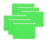 PATIKIL A5 Binder Pocket, 6 Pack 6 Holes Zipper Binder Pouch Budget Stuffing Envelopes Clear Storage Pocket Waterproof for Budget Planning Loose Leaf Bags, Transparent Zip/Green Pouch
