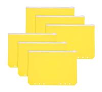 PATIKIL A5 Binder Pocket, 6 Pack 6 Holes Zipper Binder Pouch Budget Stuffing Envelopes Clear Storage Pocket Waterproof for Budget Planning Loose Leaf Bags, Transparent Zip/Yellow Pouch