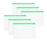 PATIKIL A5 Binder Pocket, 6 Pack 6 Holes Zipper Binder Pouch Budget Stuffing Envelopes Clear Storage Pocket Waterproof for Budget Planning Loose Leaf Bags, Green Zip/Clear Pouch